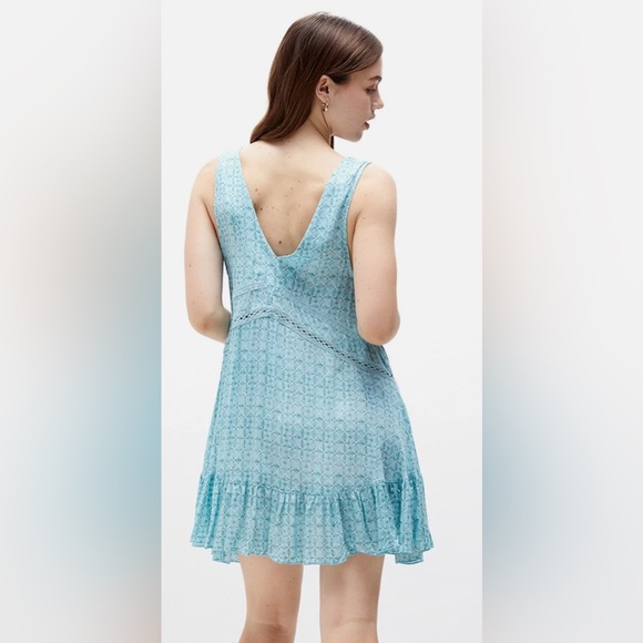 NWT - Free People Let it Happen Mini Dress in Soft Blue Combo - Size M - Picture 3 of 4